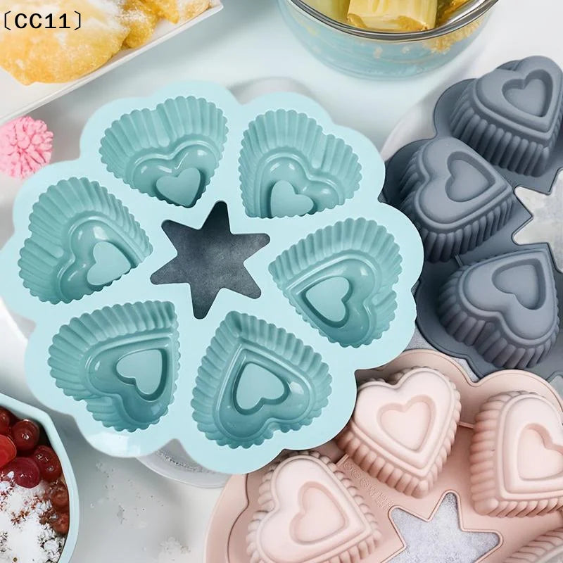 Silicone Heart-shaped Cake Mold Food-grade Non-stick Baking Tray DIY Qme