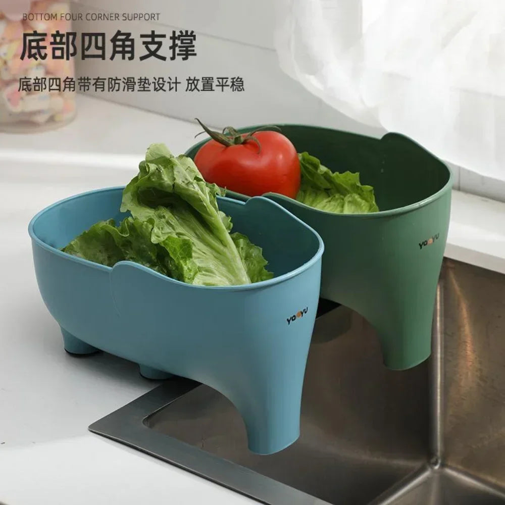 Sink Strainer Elephant Sculpt Leftover Drain Basket Fruit and Vegetable Washing Basket Hanging Drainer Rack Kitchen Accessories Qme