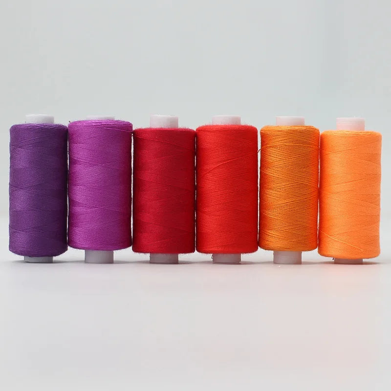 6 Rolls Polyester Sewing Thread Set Assorted Colors Polyester Sewing Machine Thread for Home DIY Manual and Mechanical Sewing Qme Red Series