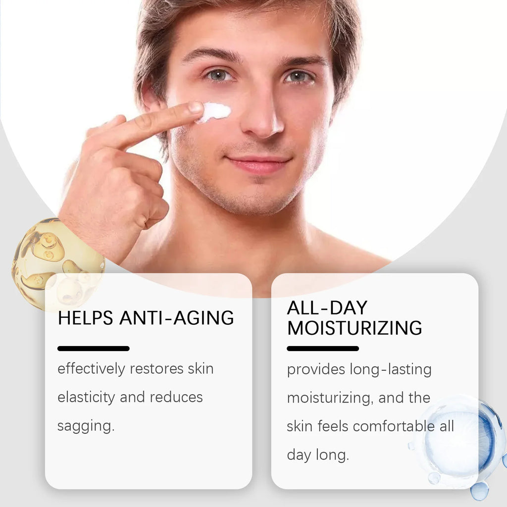 Men's Hyaluronic Acid Facial Cream Hydrating Tightening Brightening Collagen Tender Skin Non-Greasy Day/Night Care Moisturizer Qme