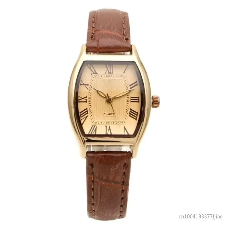 1 pcs Watch for Women Small Ladies Brown Wrist Watches Retro Vintage Leather Bracelet Black Quartz Wrist Watch mujer watch Qme
