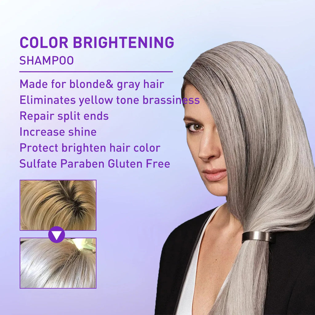 30ML Gray Color Fixing Hair Dye Shampoo Cover Gray Hair Fade Yellow After Bleach Hair Shampoo Non-irritating Purple Shampoo Qme
