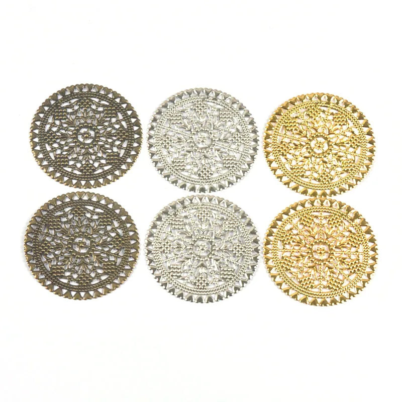 10Pcs Round Metal Crafts Filigree Flower Wraps Connectors For Making Scrapbook DIY Embellishments Handicraft Home Decor yk0896 Qme