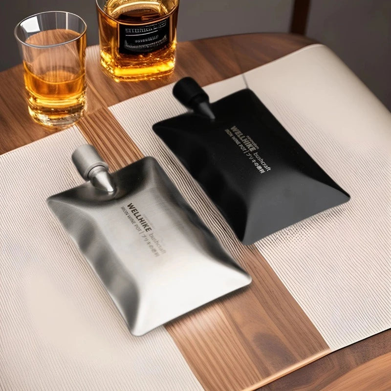 Outdoor Camping 304 Stainless Steel Portable Flat Flask Carrying Qme