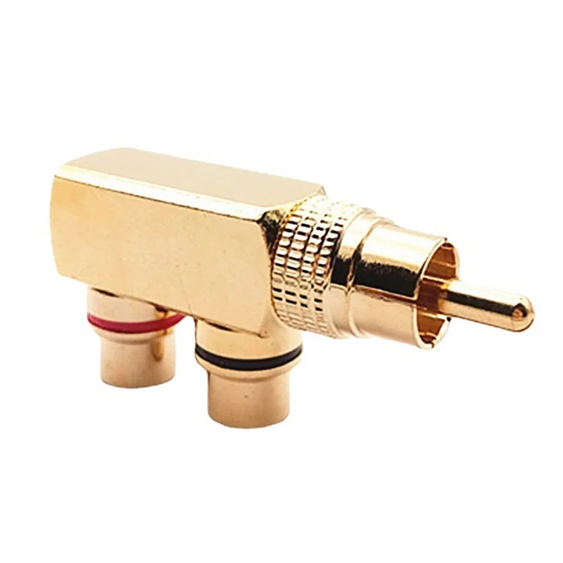 Gold Plated AV Audio Splitter Plug RCA Adapter 1 Male 2 Female F Qme