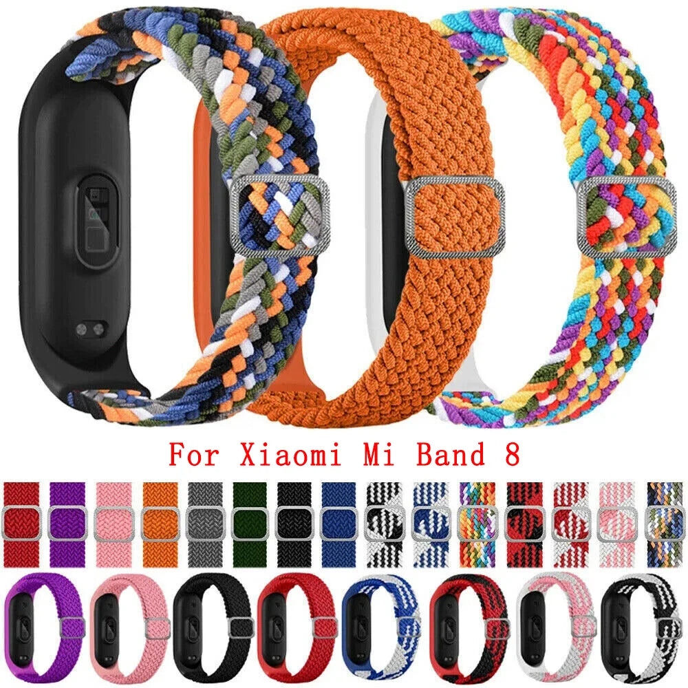 Elastic Nylon Adjustable Watchband for Xiaomi Mi Band 8 / NFC Replacement Bracelet Men Women Sport Strap Qme