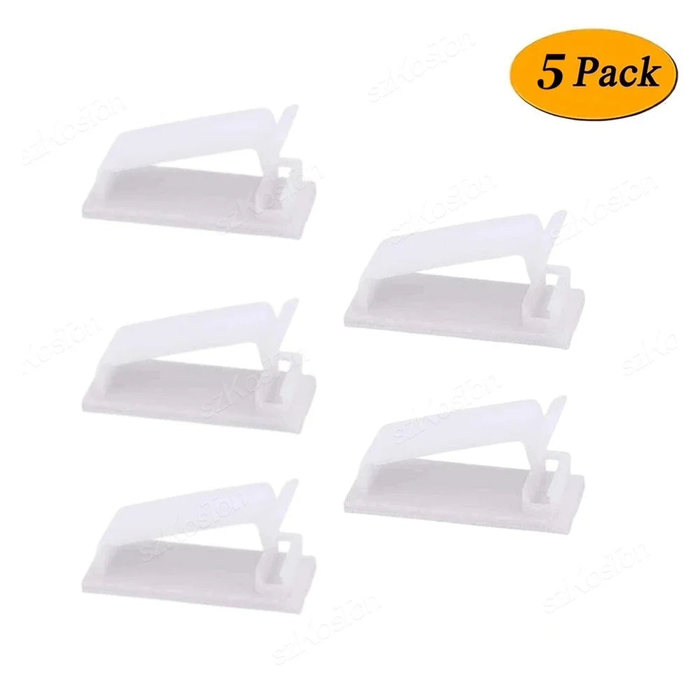 Self-adhesive Cable Organizer Cable Clamp Clips Holder Clamp Management Car USB Data Cable Decorative Cord Winder Manager Qme 5PCS-White