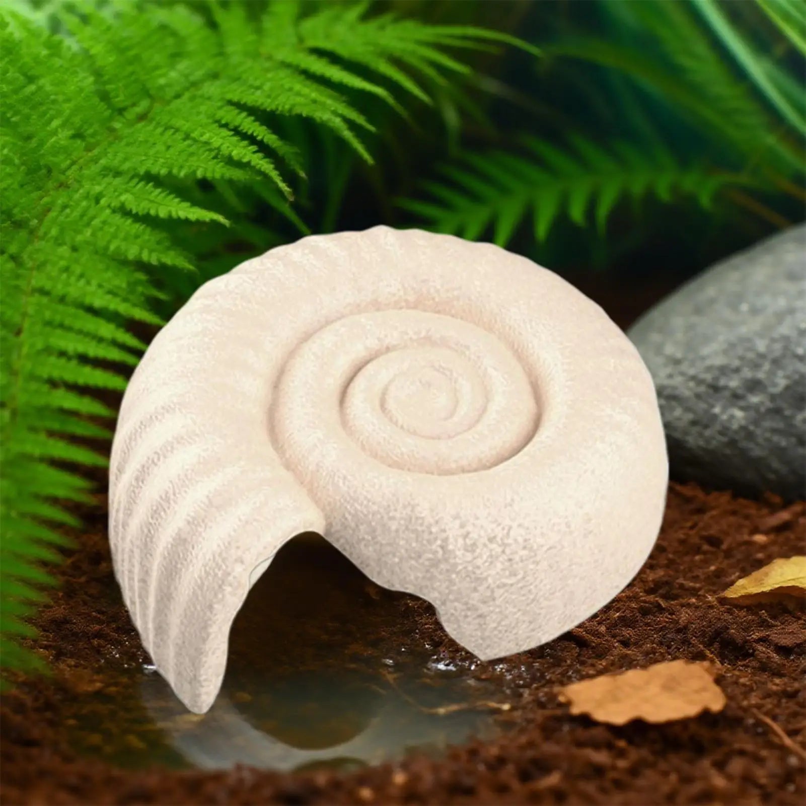 Snake Hide Out Ammonite Shape Cage Shelter Nest Decorative Habitat Qme