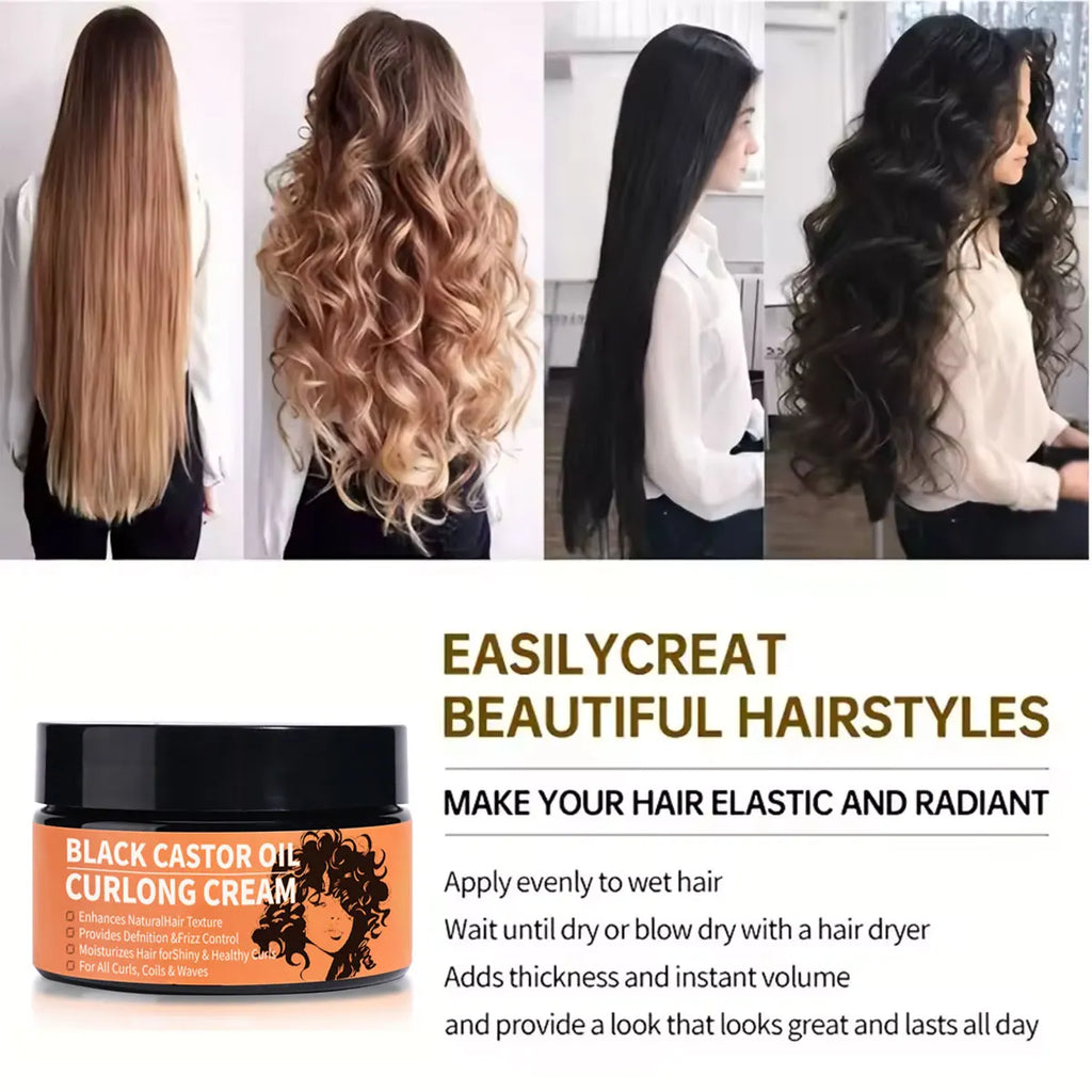 Black Castor Oil Curl Defining Cream Non-sticky Hydrates Eliminates Qme