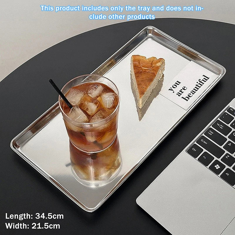 Snack Cake Dish Dining Dessert Plate Kitchen Tray Nordic Stainless Qme 4