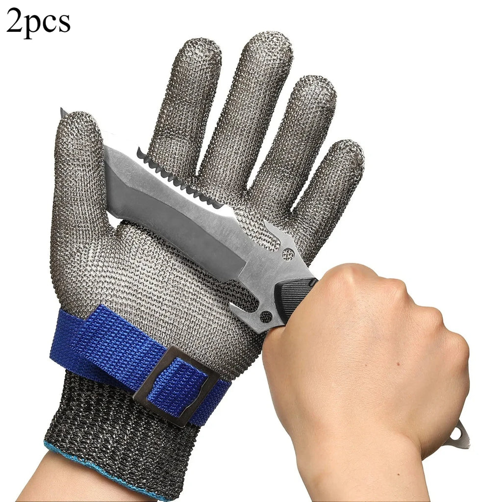 2pcs 316 stainless steel cut-proof grade 5 certified gloves stab-proof steel wire gardening security protection cut-resistant Qme M