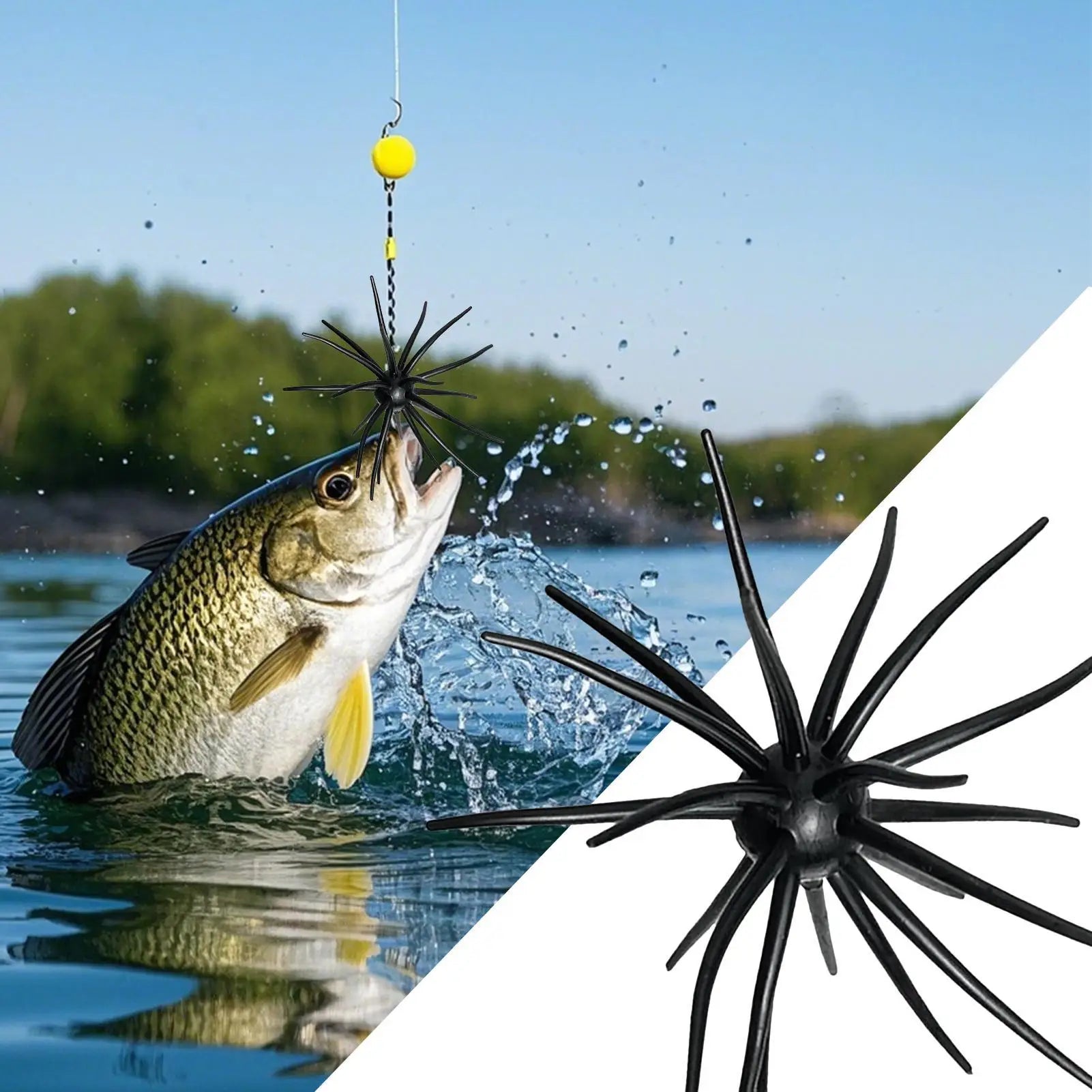 Lures for Bass Fishing Soft Sea Urchin Bait Soft Artificial Sea Urchin Lures for Shore Trout River Lake Saltwater Freshwater Qme