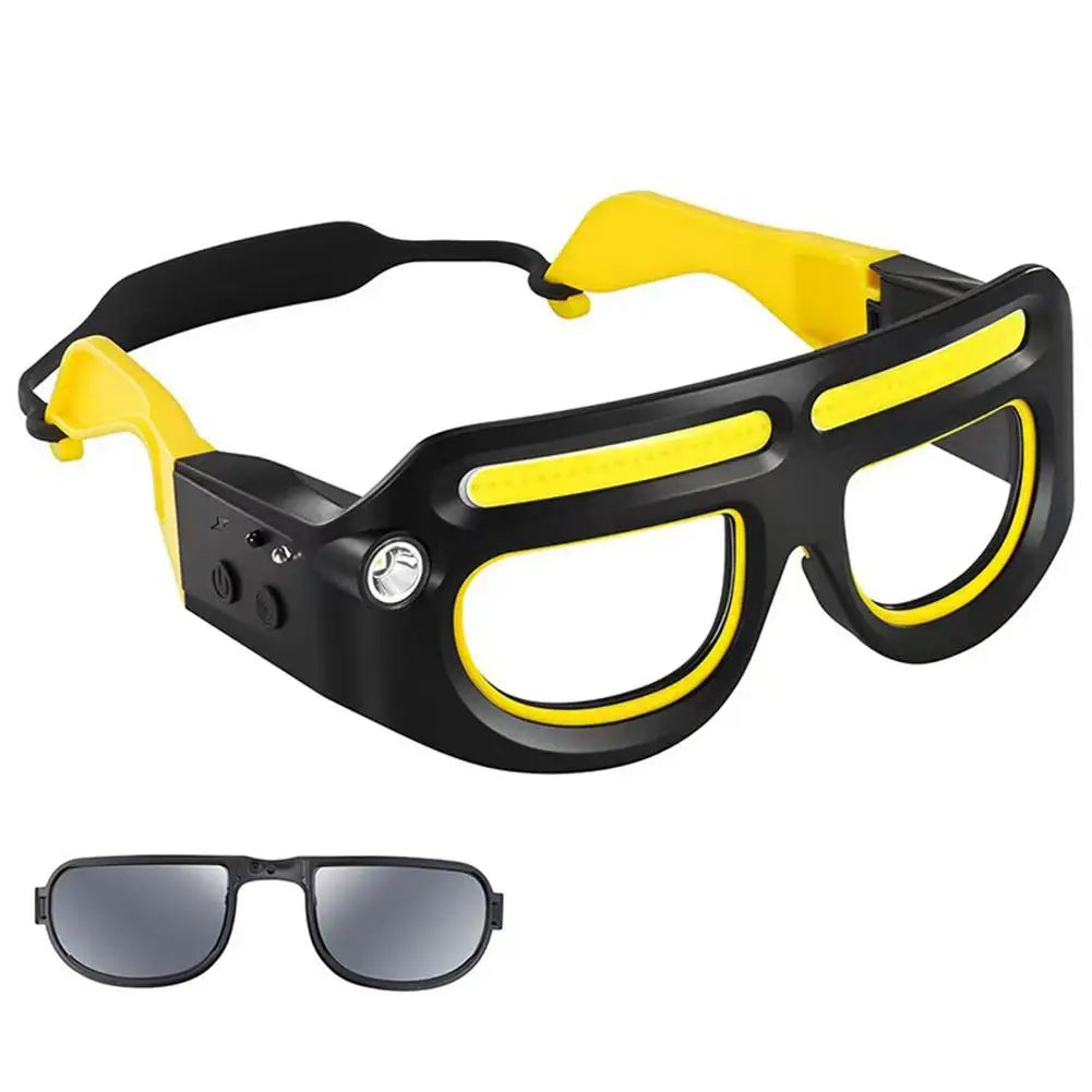 LED Glasses Rechargeable Headlight Motion Sensor 5Modes Light Up Car Qme 1pcs