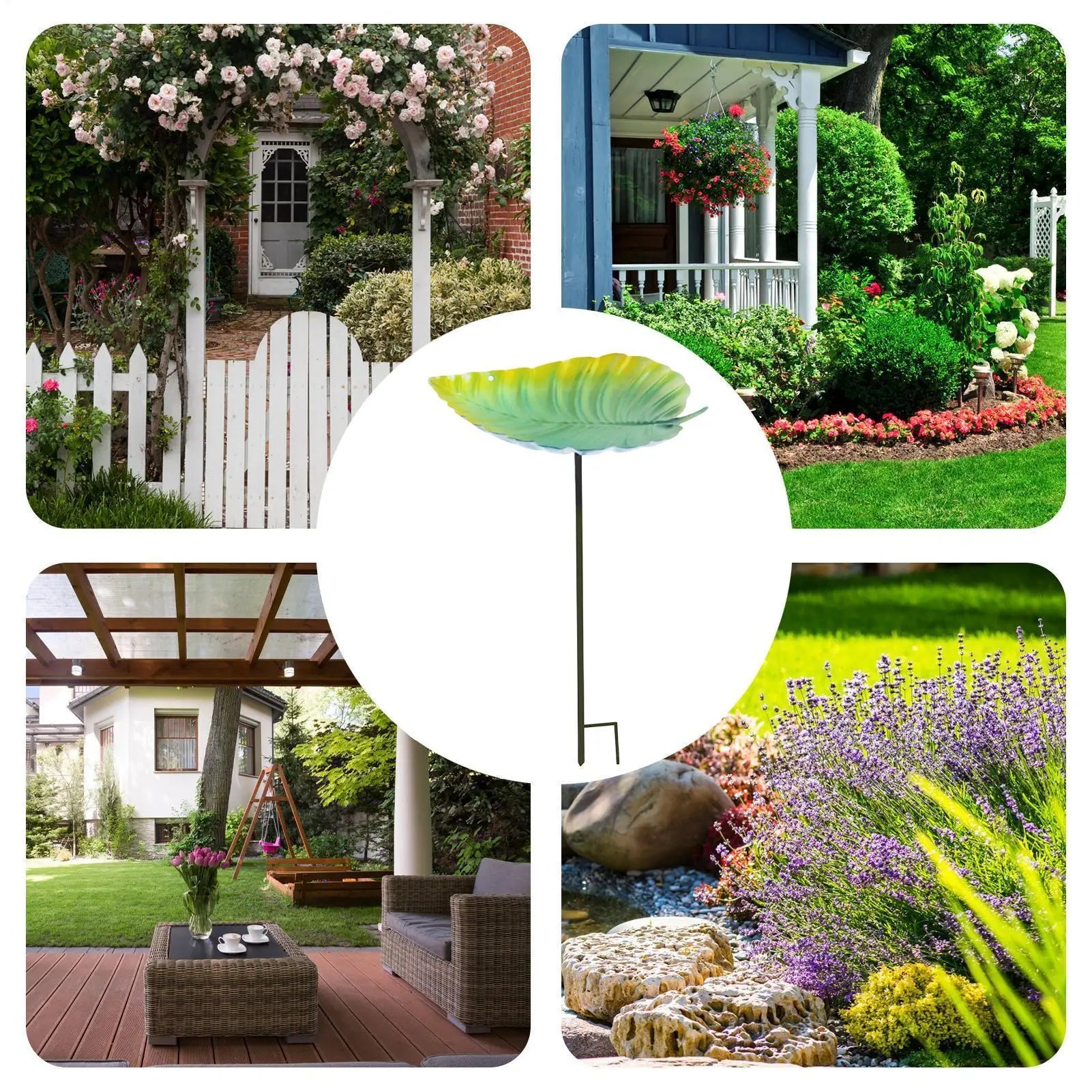Outdoor Bird Bath Leaf Hummingbird Feeder Dish Bird Feeder Waterer For Garden Balcony Patio Backyard Lawn Porch Deck Qme
