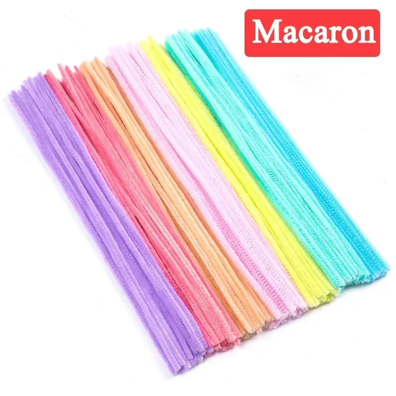 100/200/300PCS Colorful Chenille Stems DIY Wired Twist Stick Hair Strip Kids Handmade Educational Toys Qme Macaron 300