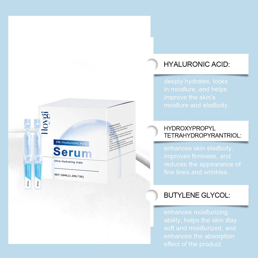 Hyaluronic Acid Serum Deep Moisturizing Facial Skin Essence Rejuvenating Enhances Elasticity Firm Nourishing Brightening Ampule Qme