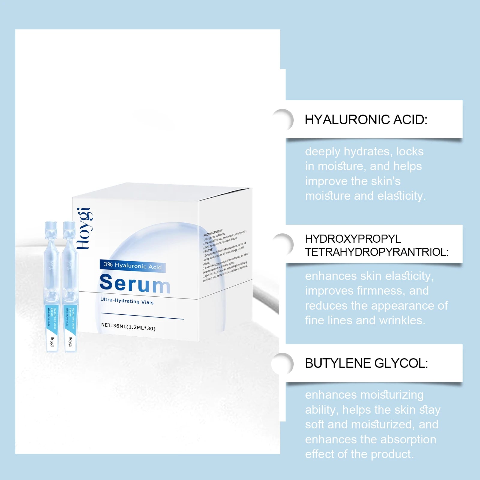 Hyaluronic Acid Serum Deep Moisturizing Facial Skin Essence Rejuvenating Enhances Elasticity Firm Nourishing Brightening Ampule Qme