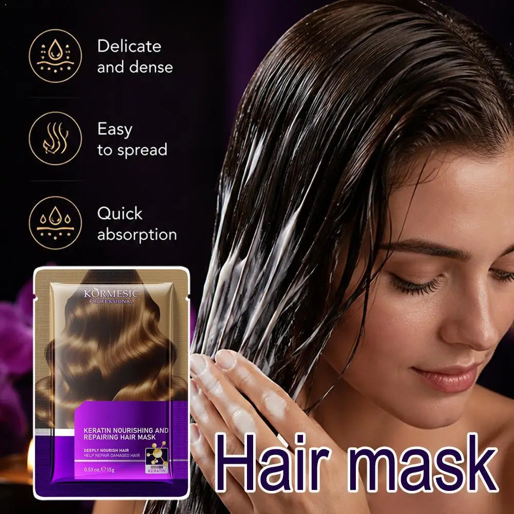 2pcsMagical Keratin Argan Oil Hair Mask 5 Seconds Repair Damaged Frizzy Hair Soft Smooth Shiny Nutrition Deep Moisturize Nourish Qme