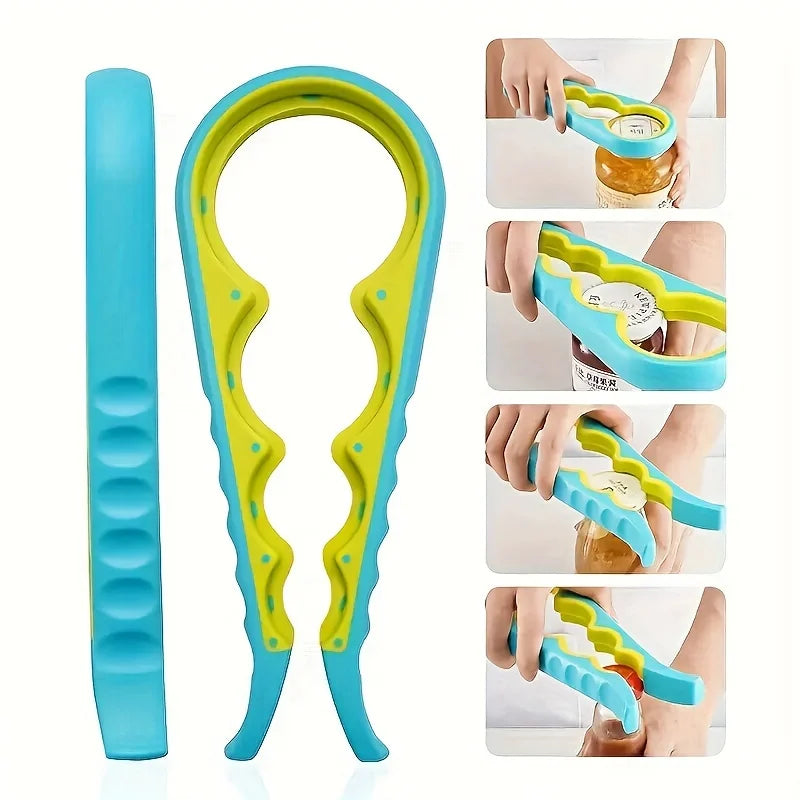 1pc 4-in-1 Multi-Purpose Can Opener with Non-Slip Grip - Perfect for Beer Bottles and Home Kitchen Use Qme