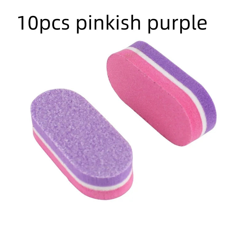 10/50/100pcs mix Professional Buffer Sponge Nail File Mini Double-sided Nails Art Blocks Polishing Manicure Pedicure Qme 10pcs pinkish purple