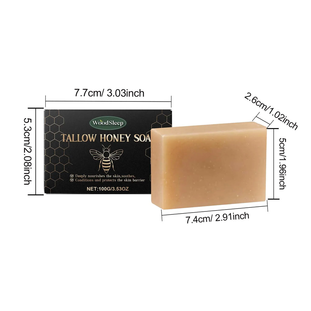 Tallow Honey Soap Bar Gentle Cleansing Bar for Face & Body Rich Lather Moisturizing Redness Relief Soften Smoothing Skin Care Qme 100g Boxed