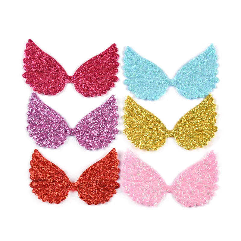 20Pcs 7.2x4.4cm Glitter Random Mix Colorful Wing Patches For Headwear Accessories DIY Scrapbooking Supplies Sewing Clothes Decor Qme