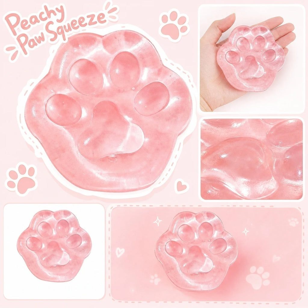 Small Peach Pink Cat Paw Soft Slow-rising Toy Fun Stress Relieving Fidget Toy Holiday Party Decoration Creative Gift Qme