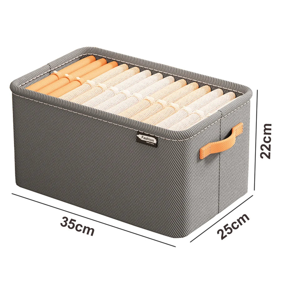 Home Use Drawer Style Wardrobe Long Rectangle Partitioned Ioan Storage Box Foldable Organizer Box For Clothes Pants Qme Grey Small