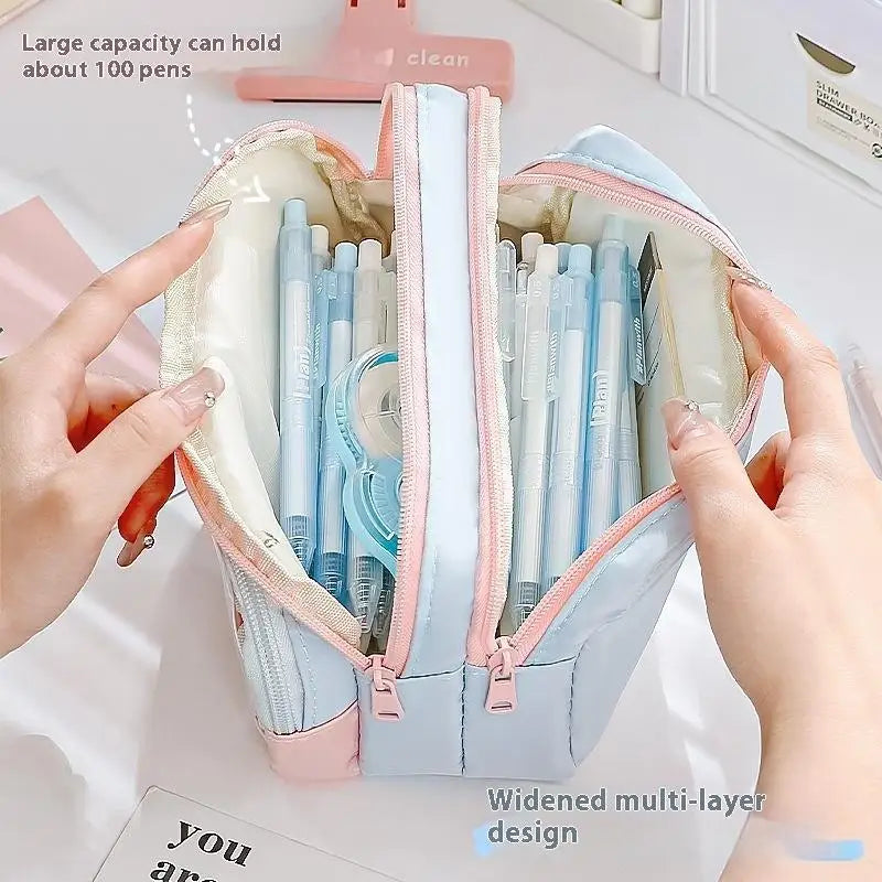 Block Transparent Large Capacity Creative Stationery Bag Qme
