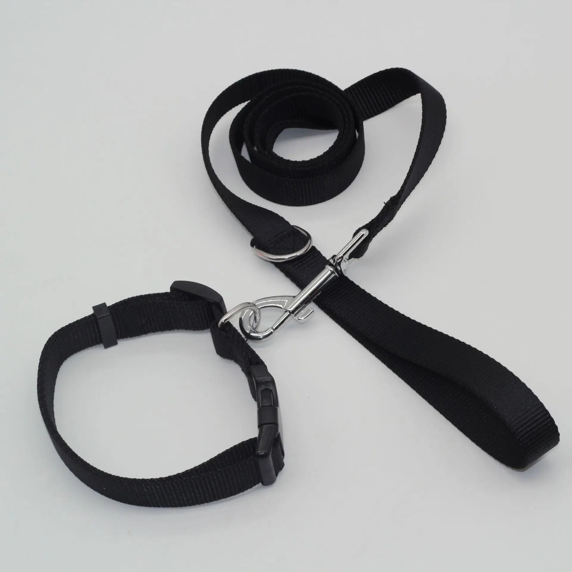 B 2/3Pcs Solid Nylon Dog Harness Collar Leash Set, Adjustable Breathable Traction Kit For Dogs Daily Walking Training Qme Black leash-Collar 2.0