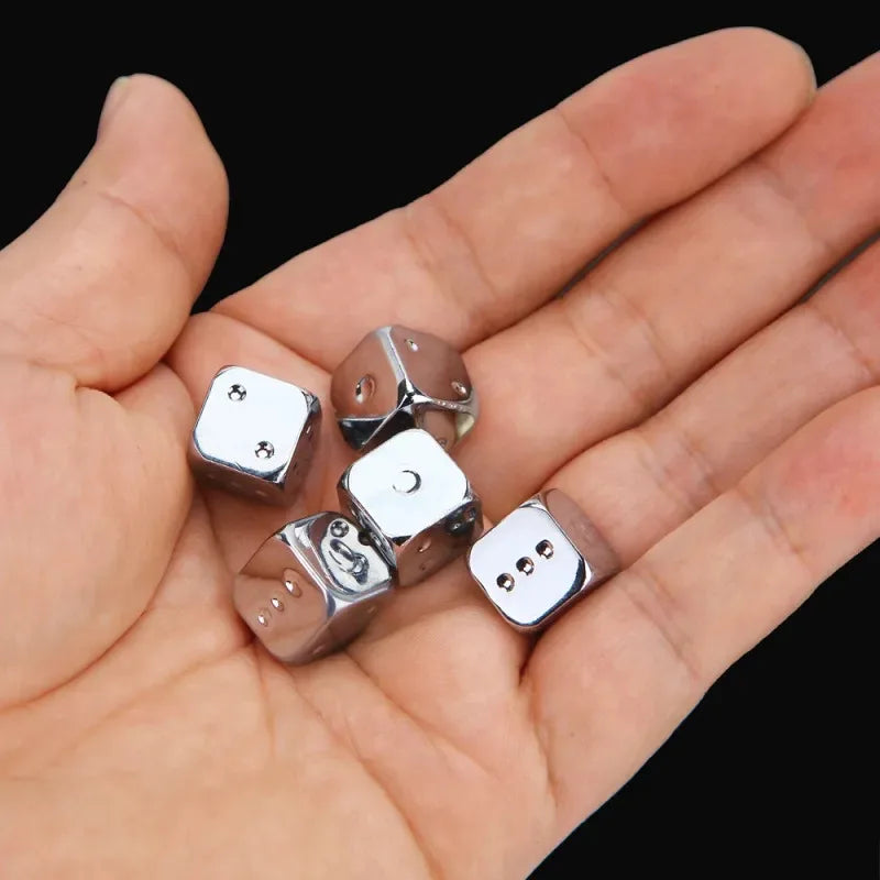 Metallic Dice Set 6 Sided Standard Game Dice for Tabletop Board Game Bar Party DND RPG Gaming Accessories Qme