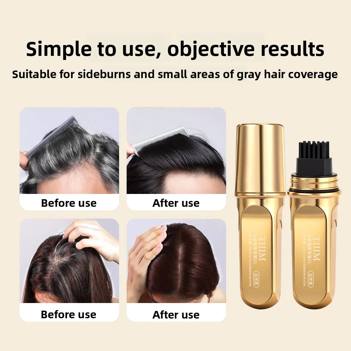 Hair Root Touch Up Pen Brush Waterproof Grey Coverage Quick Dry Qme