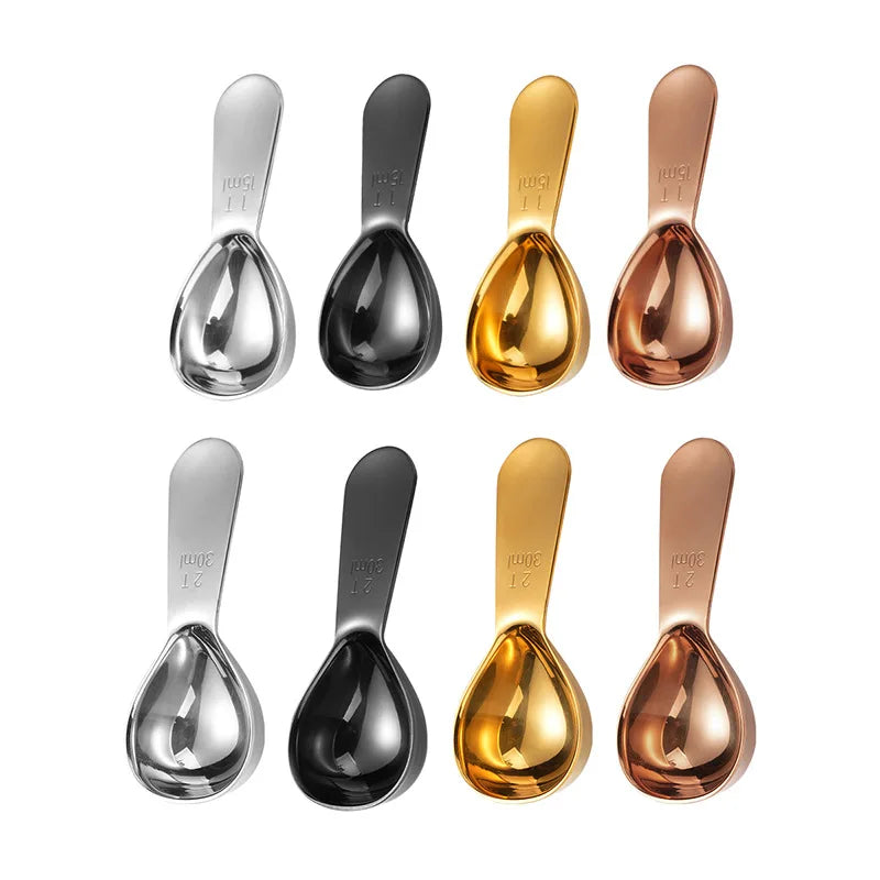 Short Handle Stainless Steel Measuring Spoon Coffee Milk Powder Tea Qme