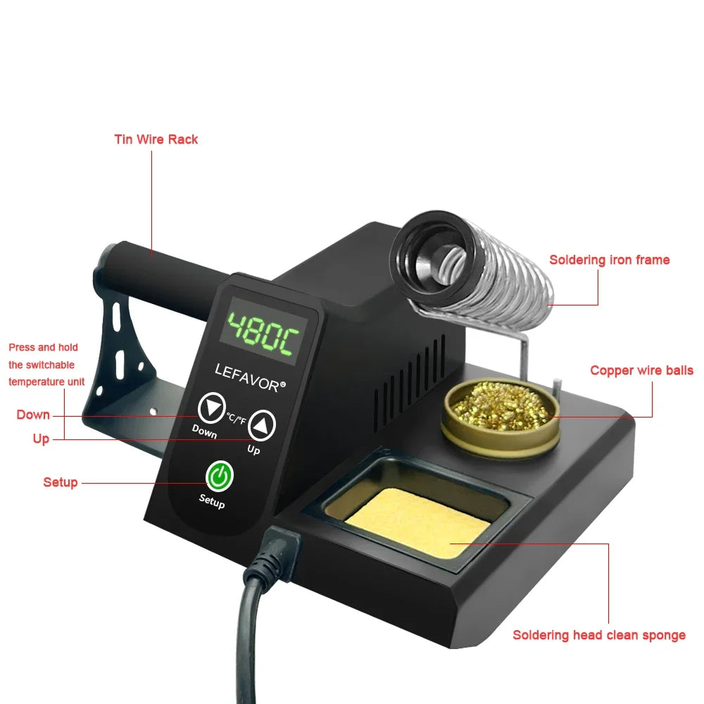 60W Digital Soldering Iron Station Temperature Adjustable LED Display Qme