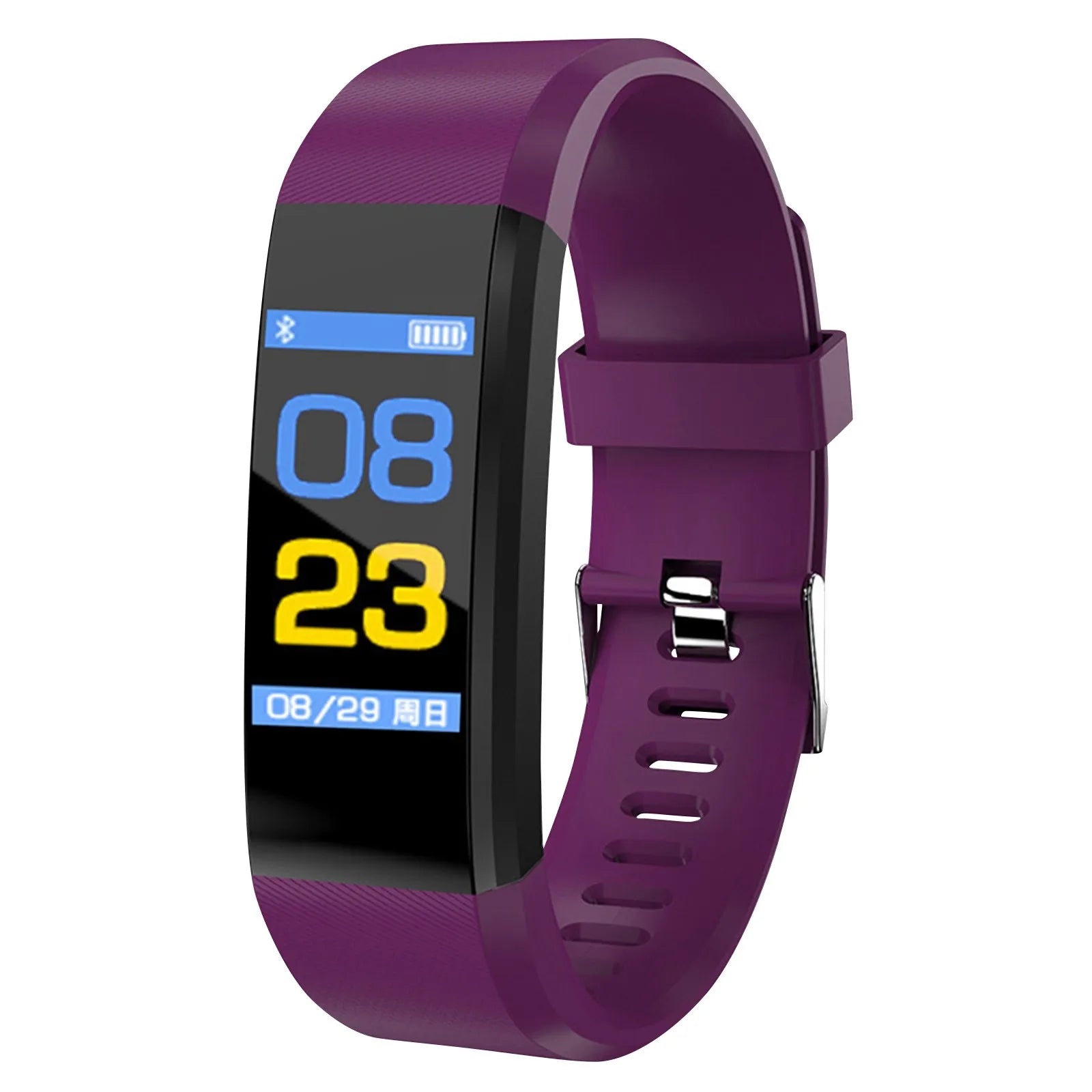 Waterproof Simple Smart Bracelet Sleep Detection Heart Rate Blood Pressure Blood Oxygen Sports Pedometer Watch For All People Qme Purple