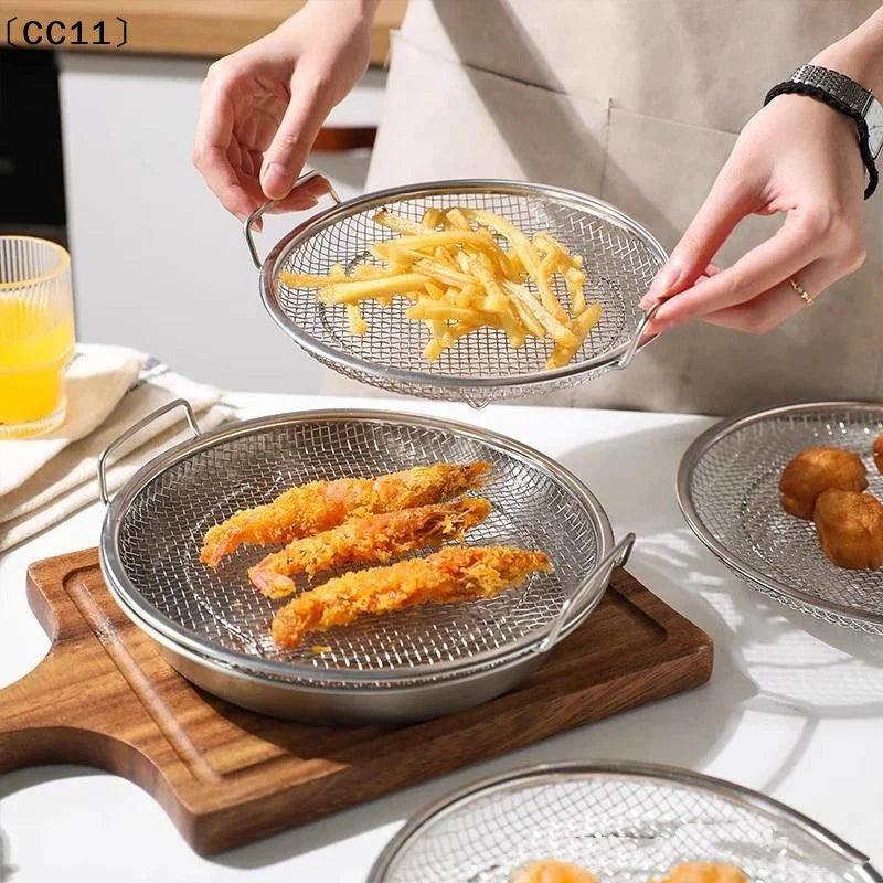Stainless Steel Serving Tray Mesh Strainer Any Kitchen Safe Durable Qme