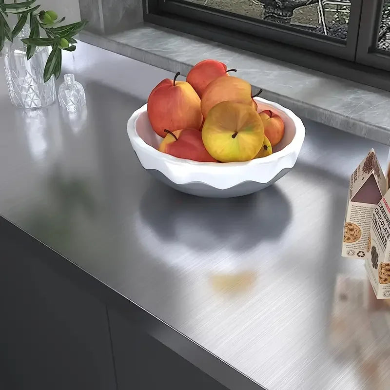 Stainless Steel Metal Waterproof Brushed Silver Wall Sticker Kitchen Qme