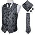 V-neck Waistcoat 4 Men Vest Tie Pocket Square Cufflinks Business Qme MJTZ0011 XXL