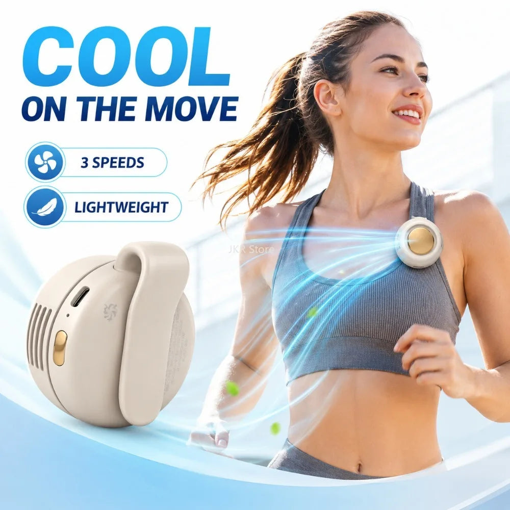 Compact Wearable Bladeless Fan Clip On Design Quiet 3 Speed Electric Cooler For Shirt Waist Outdoor Camping Travel Cooling Qme