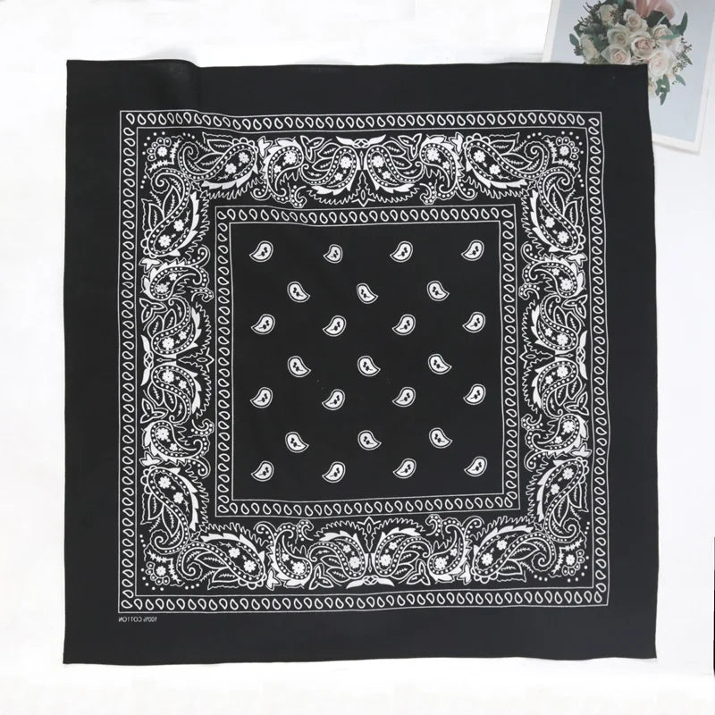 70 Unisex Women 100 Cotton Black Hip-hop Paisley Large Bandana Scarf Qme black-a China Mainland