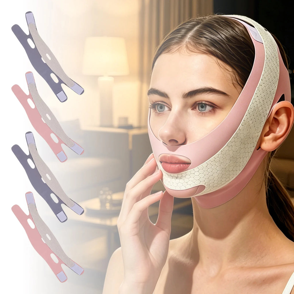 V-shaped Face Lifting bandage for Firming and Shaping Adjustable High Elastic Comfortable Night Wear Face Caring Supplies Qme