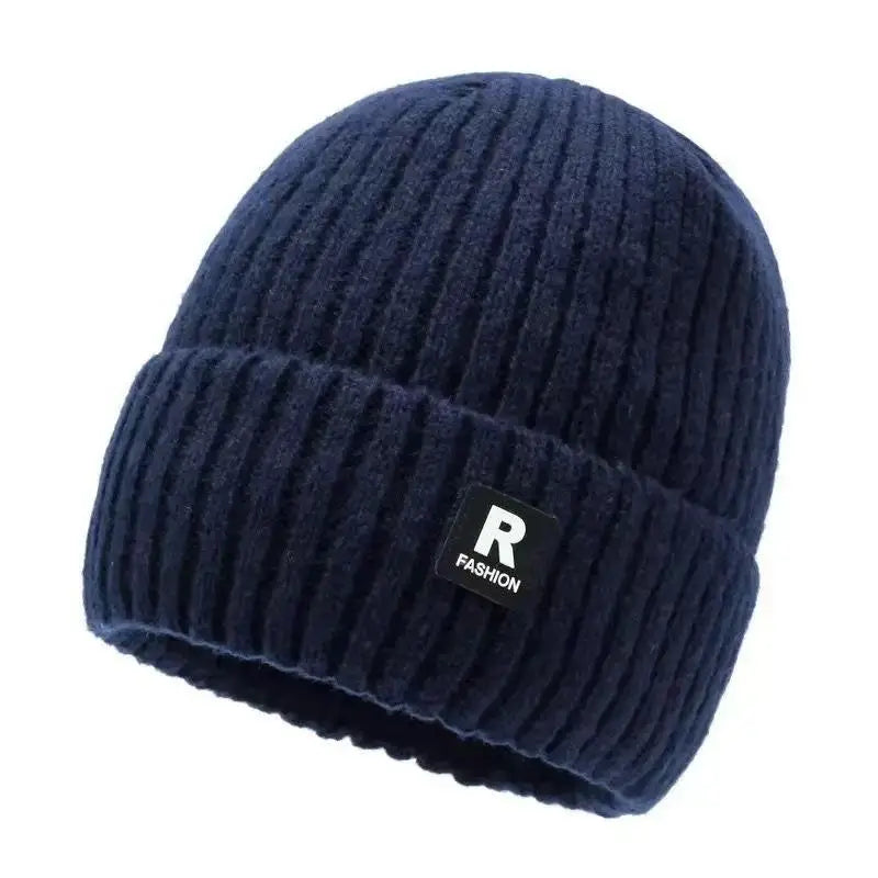 Winter Thick Beanie Hat Fleece Lined Men Women Solid Knitted Wool Qme Blue One size