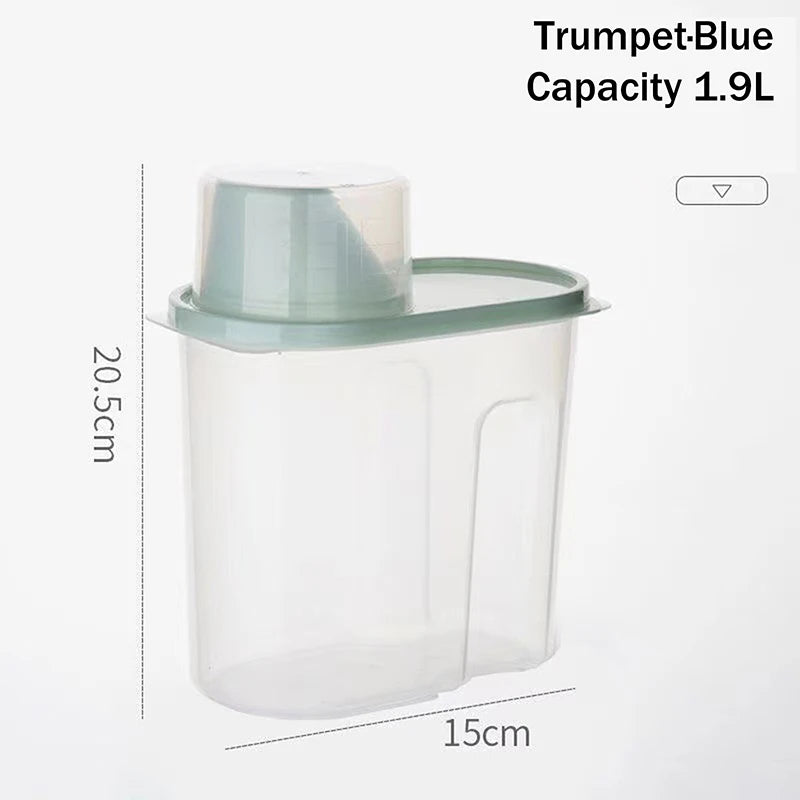 Dry Goods Airtight Container Rice Bucket Grain Storage Measuring Cup Qme Blue S