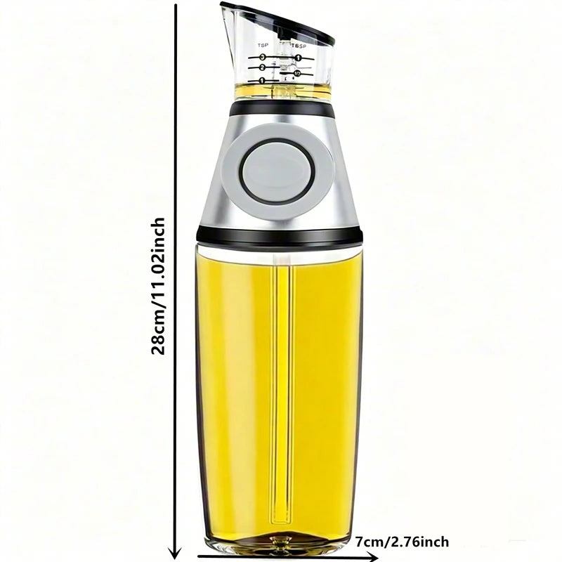 Press Measuring Oil Dispenser Glass Bottle Quantitative Pour Oil Cruet No Drip Oil Container For Kitchen Cooking Olive Oil Vineg Qme Silvery