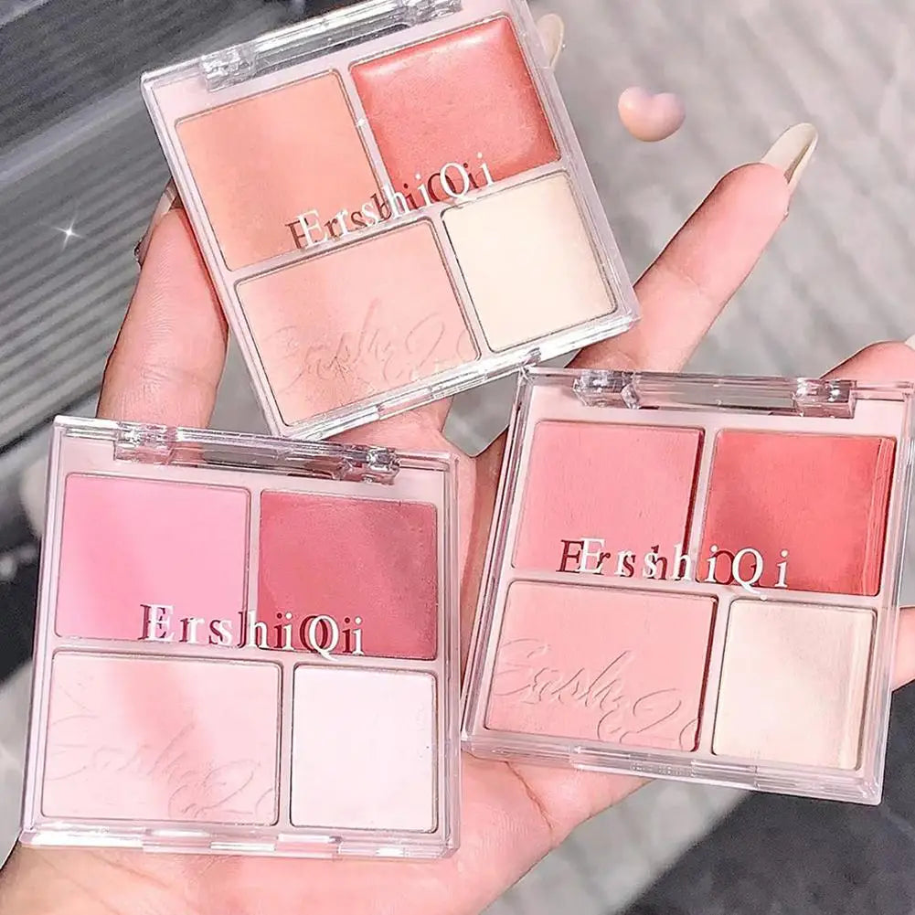 4 Matte Pink Blush Palette Shades Pigmented Shimmering Long Lasting Qme