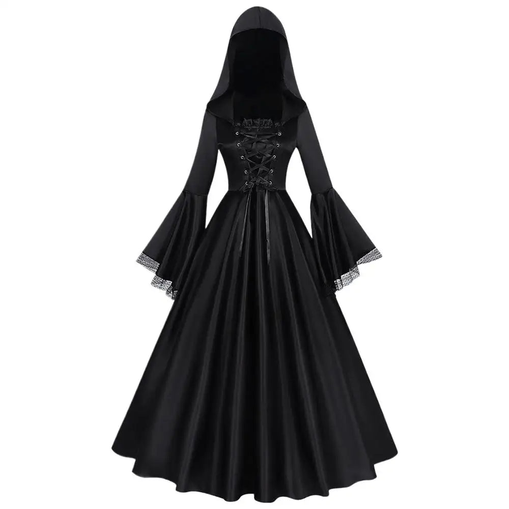 Witch Costume Black Skirt Gothic Dress-up With Hood Halloween Witch Outfit Costume Dress For Haunted House Cosplay Event Theater Qme XL China Mainland