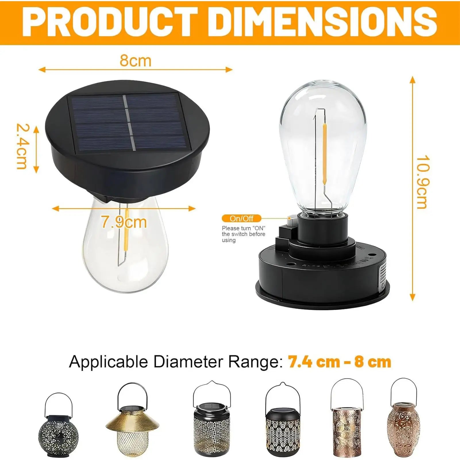 Replacement Solar Light Tops Waterproof LED Brightness Lights Parts 7 Qme