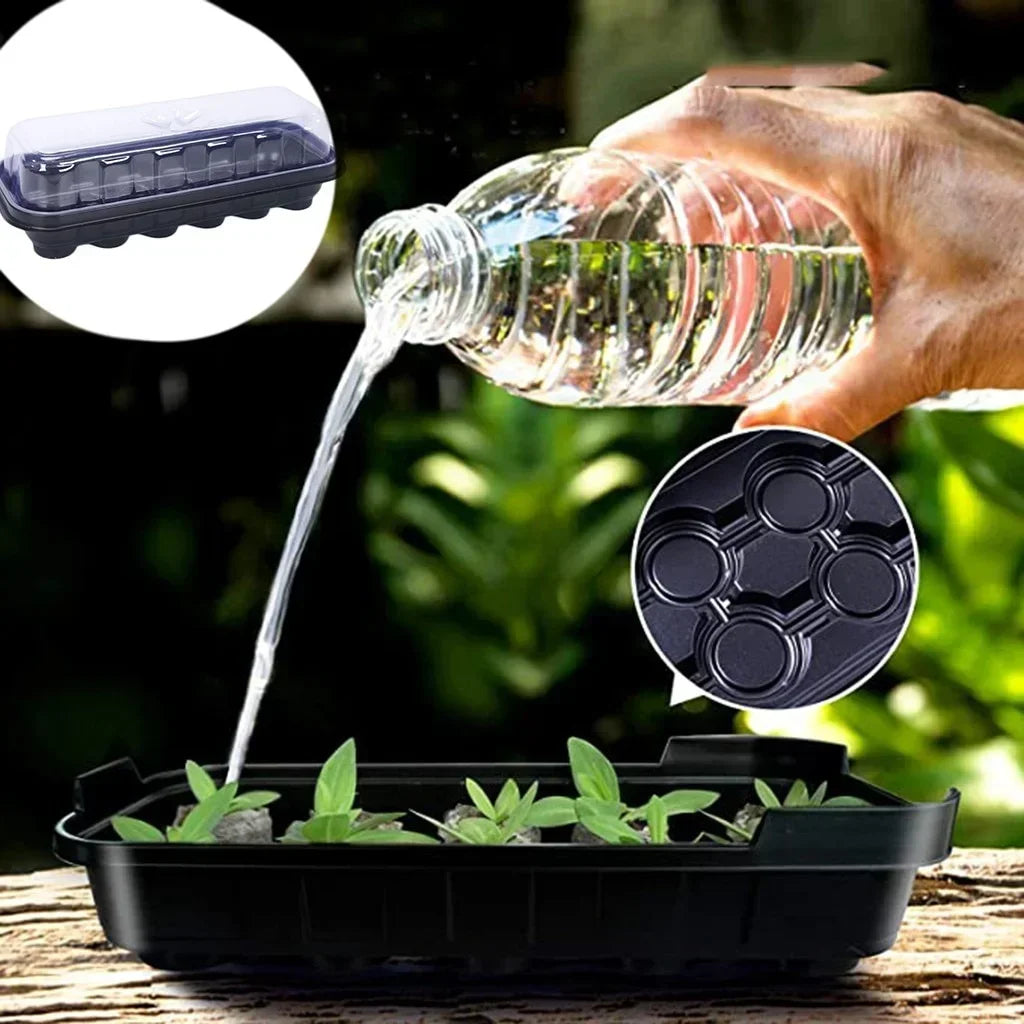 12 Holes Plastic Nursery Pots Planting Seed Tray Cells Grow Box Qme