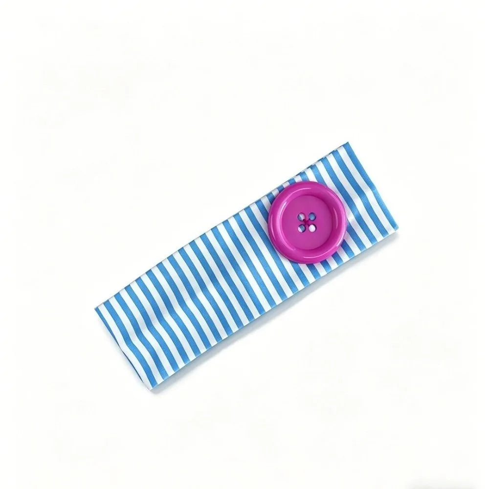 Dopamine Style Sports Striped Printed Headband Oversized Button Stretch Fabric Yoga Headband Vintage Polyester Fitness Hairband Qme Blue Rose