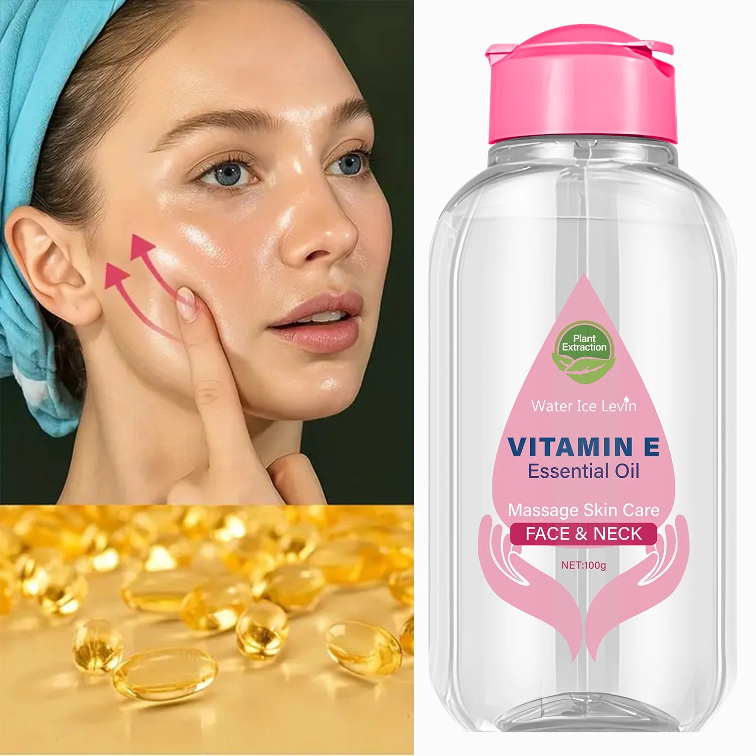 Vitamin E Essential Oil with Niacinamide & Ceramide - Face & Neck Massage Skin Care for Even Tone Qme